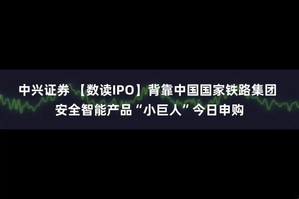 中兴证券 【数读IPO】背靠中国国家铁路集团 安全智能产品“小巨人”今日申购